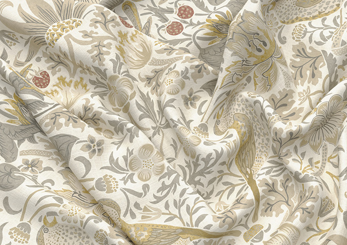 William Morris At Home Strawberry Thief, Ochre - Roman Blind - Image 4